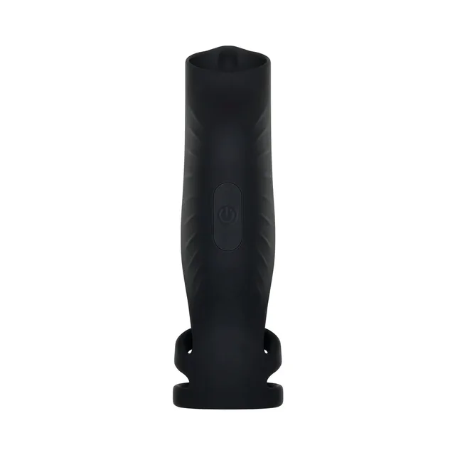 Front upright view of black Rocketeer sleeve and base rings