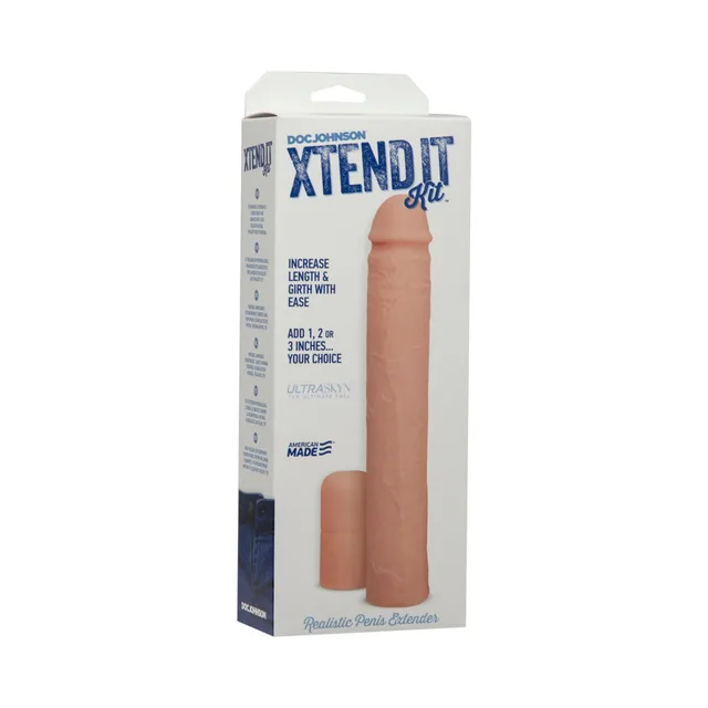 Doc Johnson Xtend It Kit white and blue retail box front