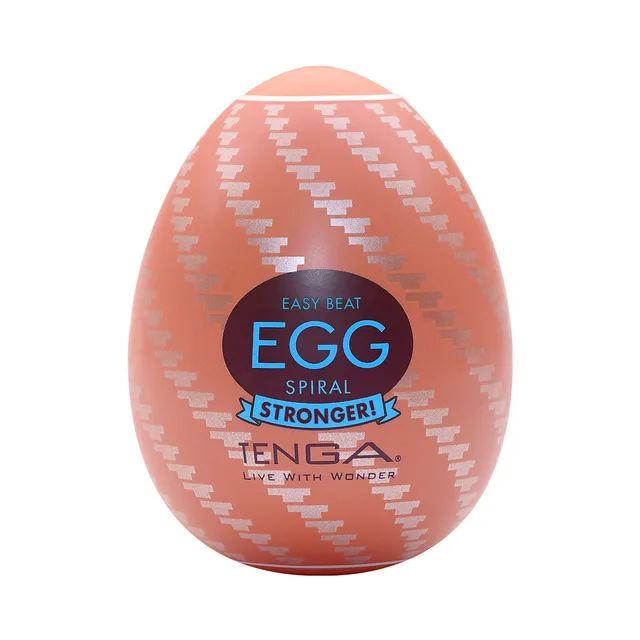 coral Tenga EGG Spiral egg-shaped case with white zigzag graphics