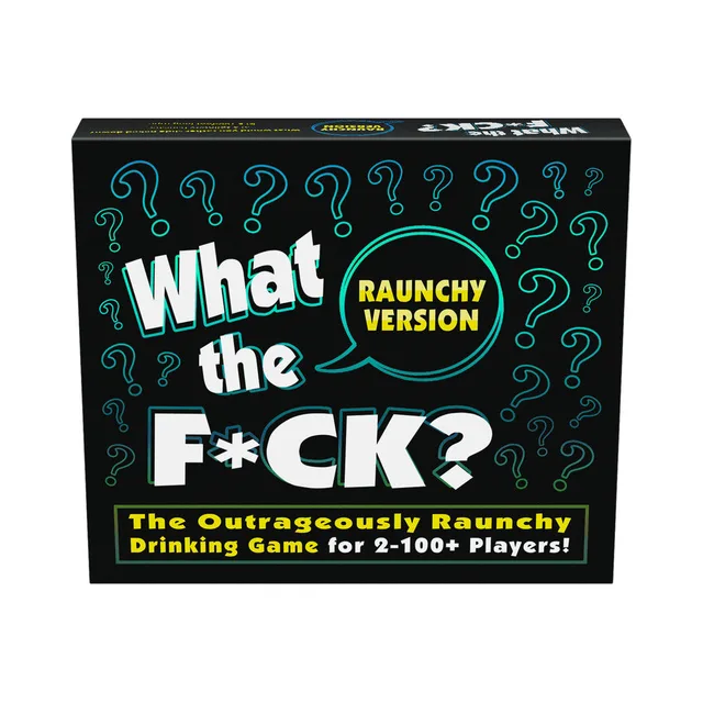 Black What the Fck Raunchy Version box with teal question marks