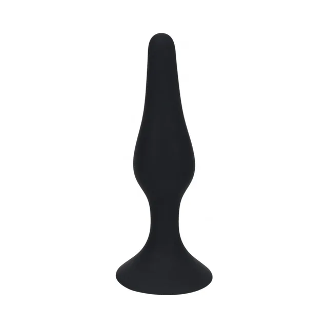 Medium black LEVELZ slim plug with circular flared base