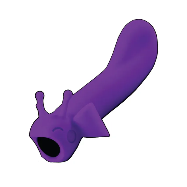 purple Shimmer Moonlight vibrator with curved shaft and fin-shaped base