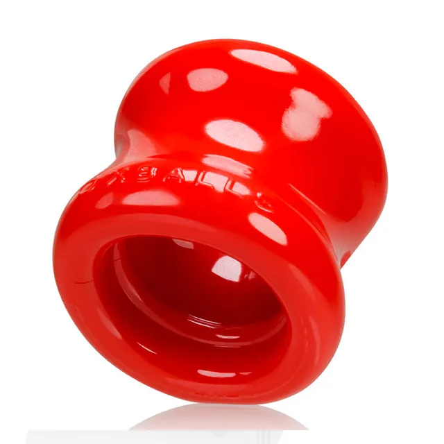 OxBalls Squeeze Red TPE Ball Stretcher angled view