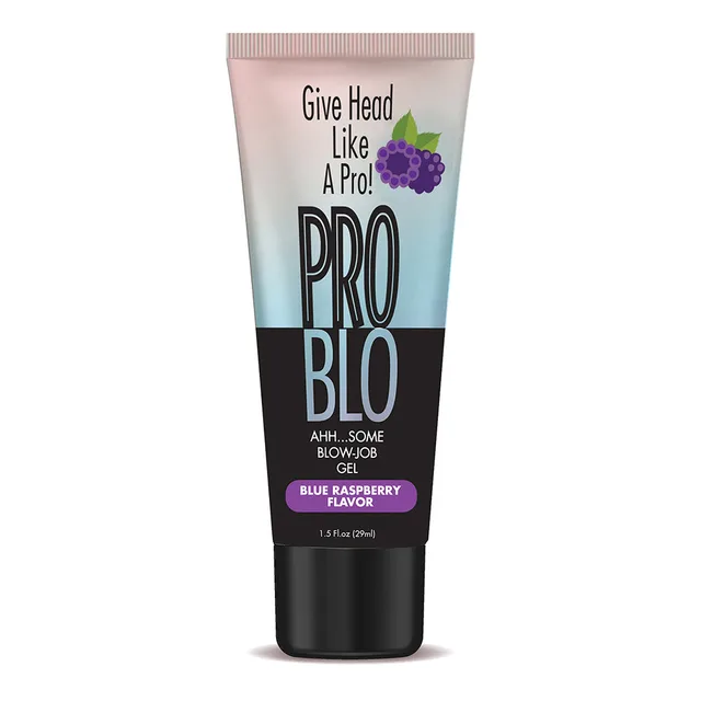 pink Pro Blo Blue Raspberry 1.5 oz gel tube with black flip cap