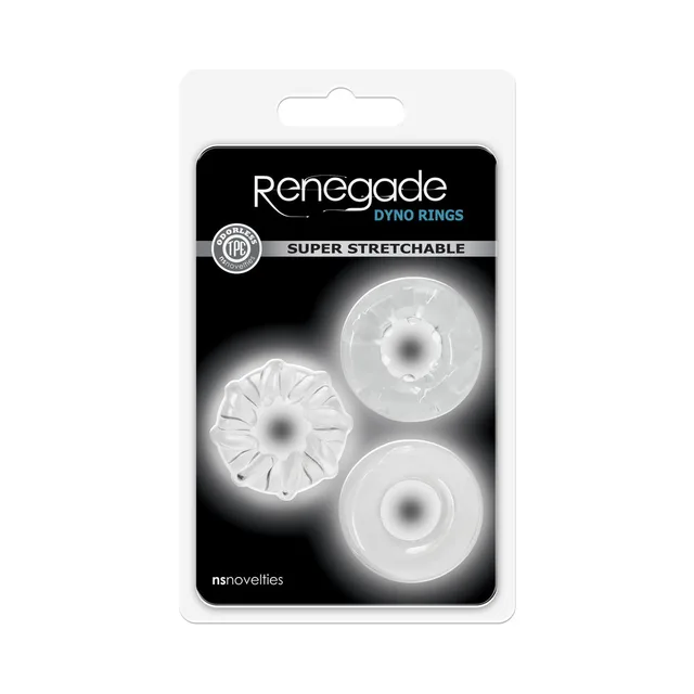 Renegade clear Dyno Rings 3-pack black card package with three transparent ring profiles