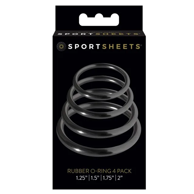 Sportsheets Big O four-pack of black rubber rings in retail box