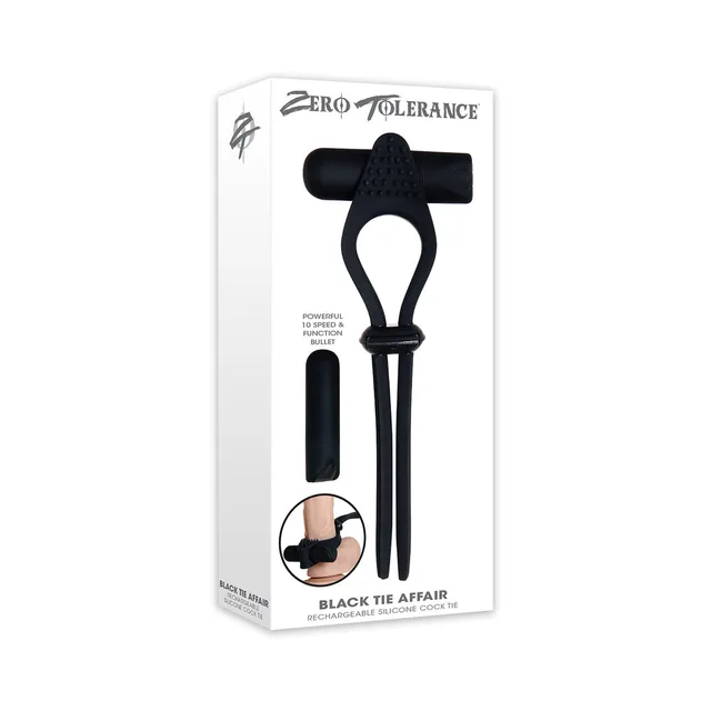 Zero Tolerance Black Tie Affair cock tie in white retail package