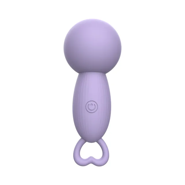 Adam and Eve Pleasure Pulse lilac mini wand upright front view with heart loop