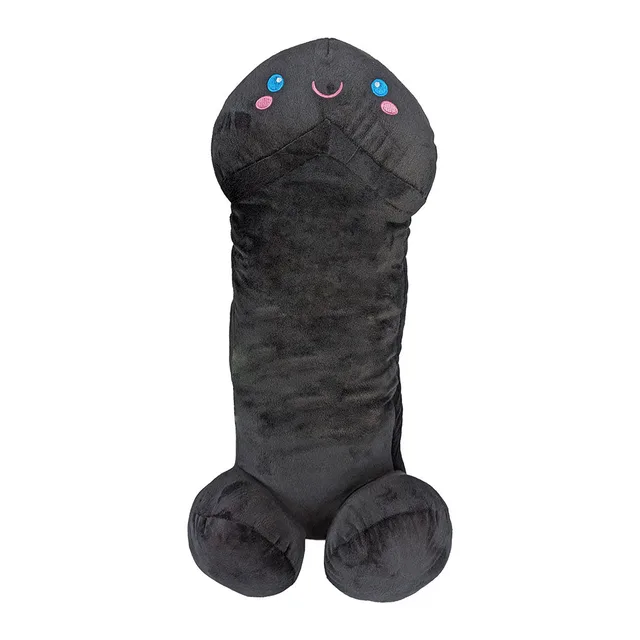 large black Shots Penis Stuffy plush with embroidered face and rounded base