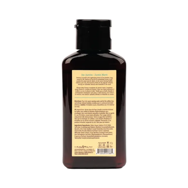 Back label of 2 oz Earthly Body sea jasmine bubble bath