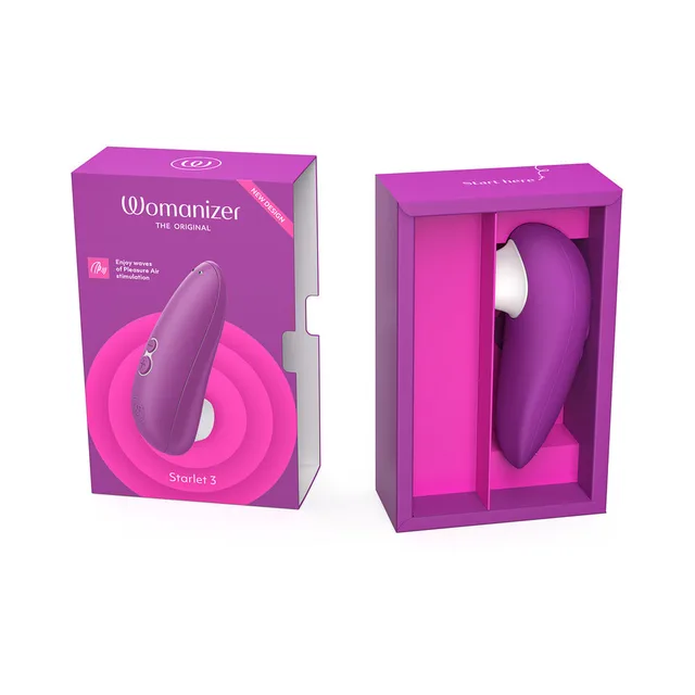 Open retail box displaying violet Womanizer Starlet 3