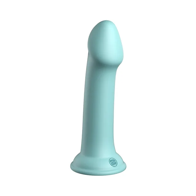 Angled view of teal Big Hero dildo with defined head