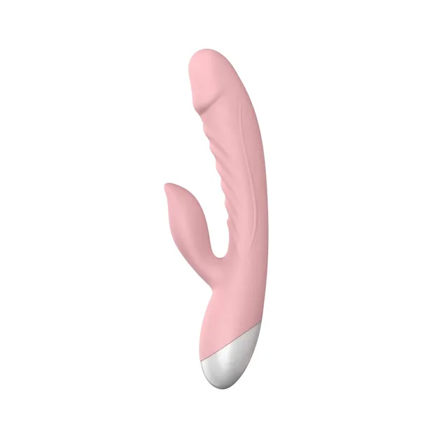 Full side view of pink RV20 dual-arm vibrator