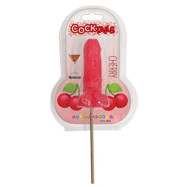 red Cocktails Cherry penis-shaped lollipop in clear hanging package