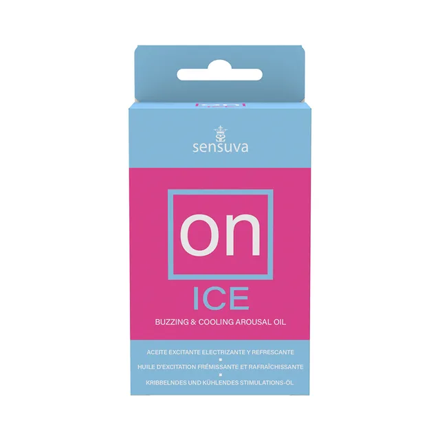 Sensuva ON Ice Arousal Oil 5 ml blue and magenta carton front