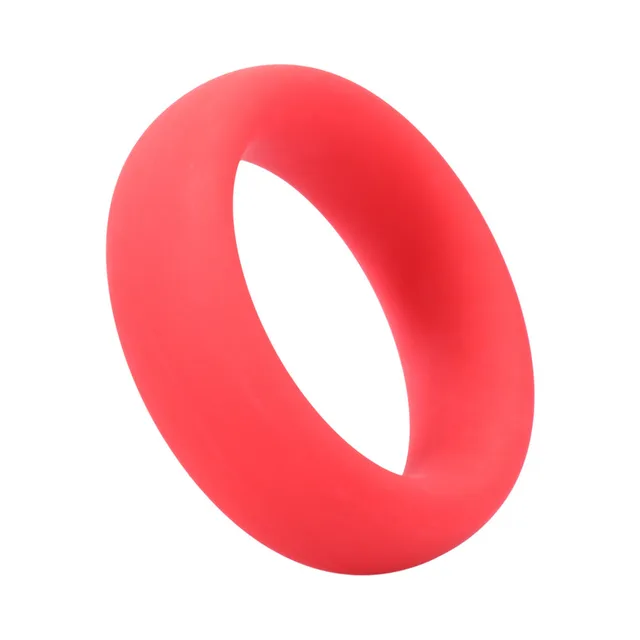 Bright crimson Tantus silicone C-Ring with thick oval profile