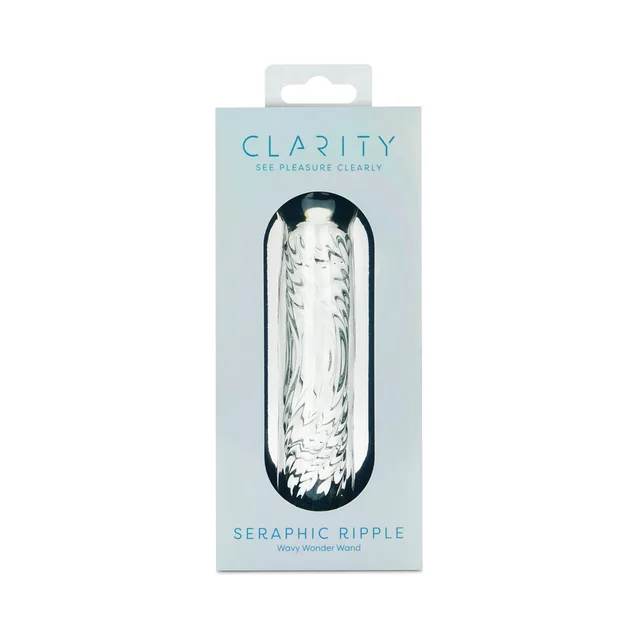 Clarity Seraphic Ripple clear textured glass dildo in pale box