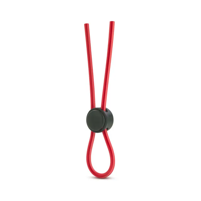 Red Silicone Lasso Ring with black sliding lock upright