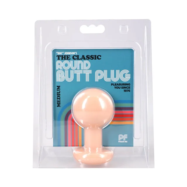 Doc Johnson Classic Round medium cream plug front retail package