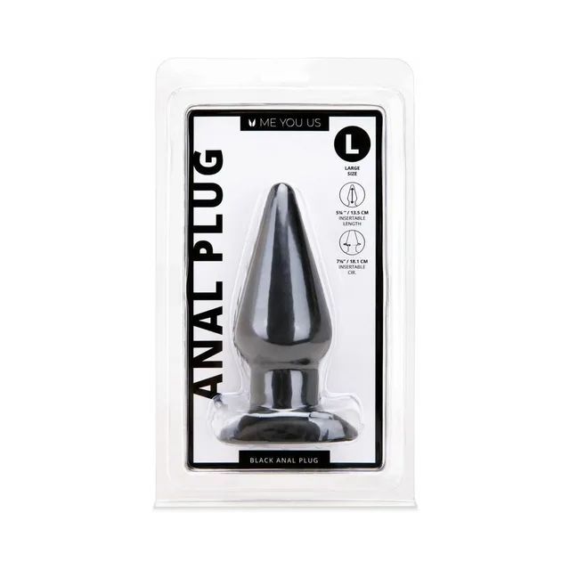 Front of Me You Us large black anal plug clear package