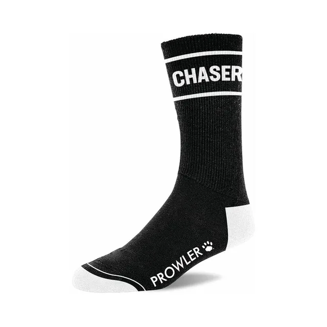 Single black Prowler RED Chaser sock with white toe edge and logo