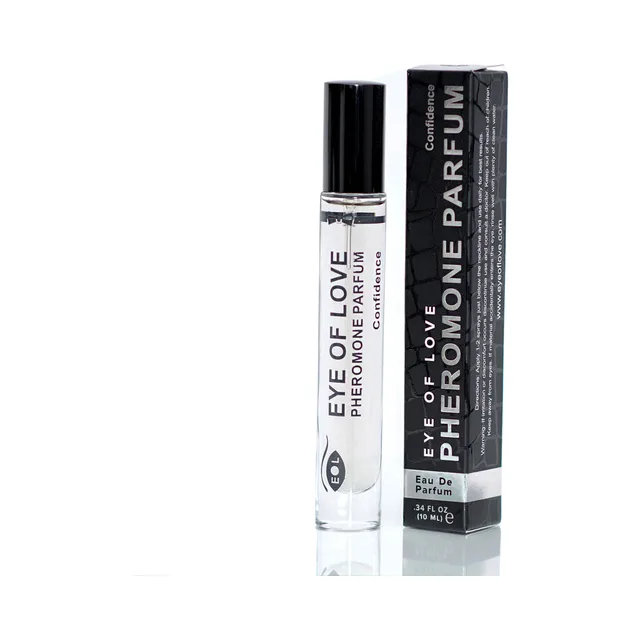 Eye of Love Confidence 10 ml clear roll-on beside black carton