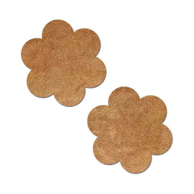 Pair of honey glitter Pastease flower-shaped reusable pasties