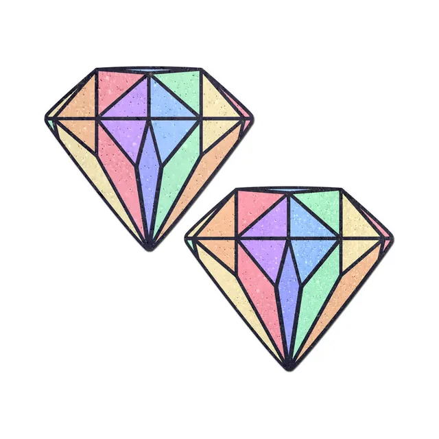 Pair of pastel multicolor faceted diamond pasties