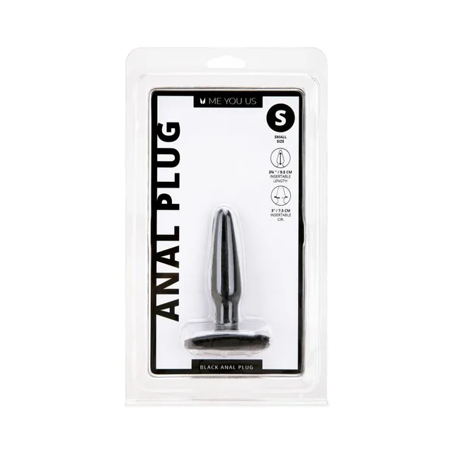 Front of Me You Us small black anal plug clear package