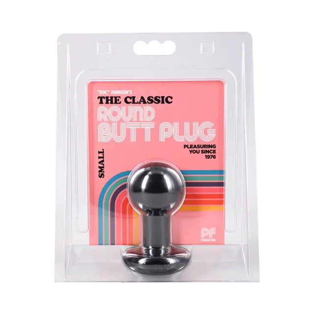 Doc Johnson Classic Round small black plug front retail package