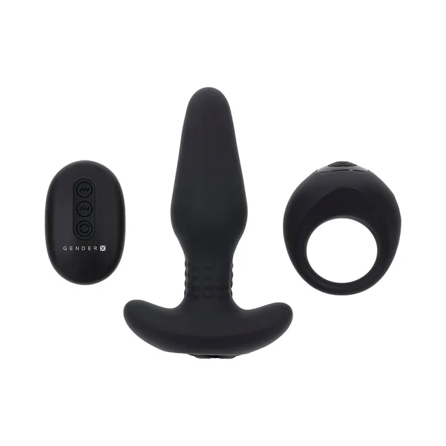 black Gender X Teamwork remote plug and circular ring components