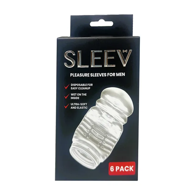 Black SLEEV 6 Pack pouch with clear ribbed sleeve illustration