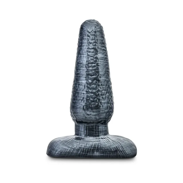 Upright black Jet plug with tapered textured shaft and wide base