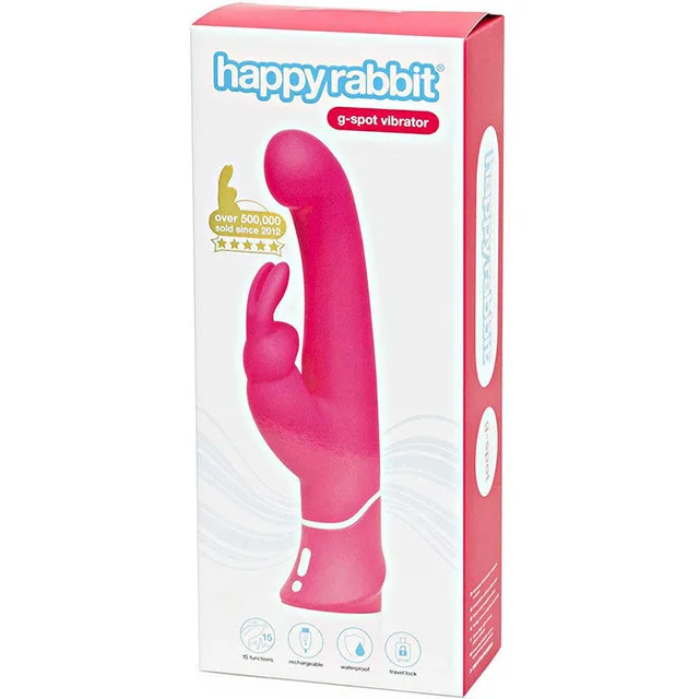 Happy Rabbit Pink G-Spot Vibrator pink rabbit vibrator in white retail box