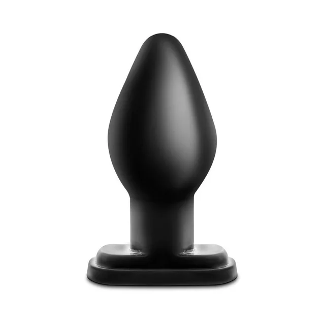 Front view of extra-large black tapered plug and broad base