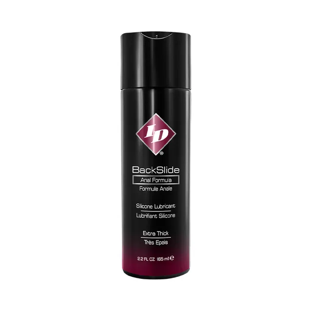 ID BackSlide 2.2 oz slim black flip-cap bottle front