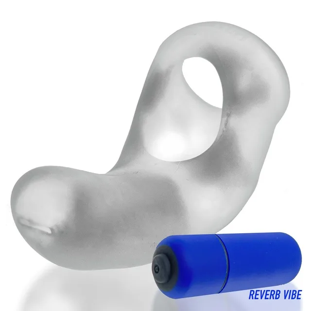 Translucent Buzzfuck sling beside blue vibrator
