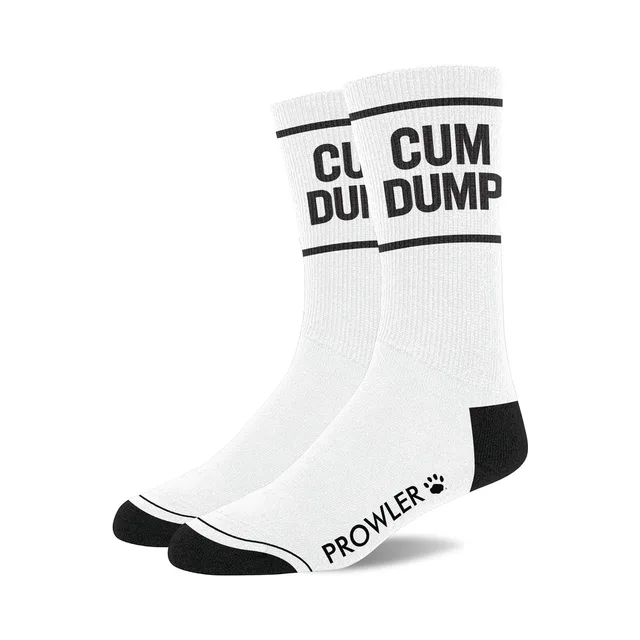 Prowler RED Cum Dump white cotton socks pair with black Cum Dump cuffs black heels and black toes