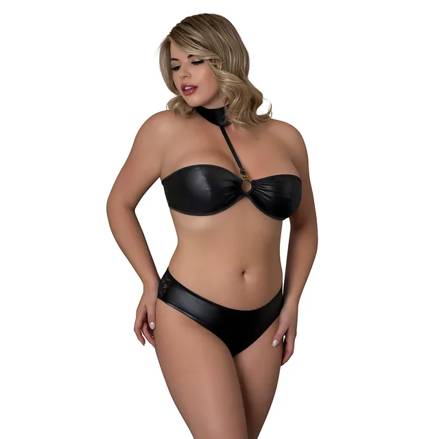 Magic Silk Sinful black bandeau set Queen front view without the eye mask