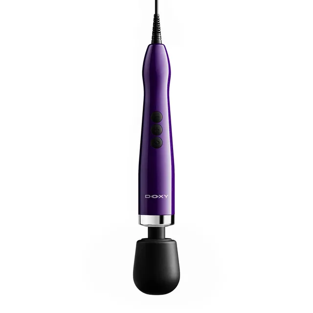 Front view of Doxy Die Cast Max plug-in purple handle and round black head