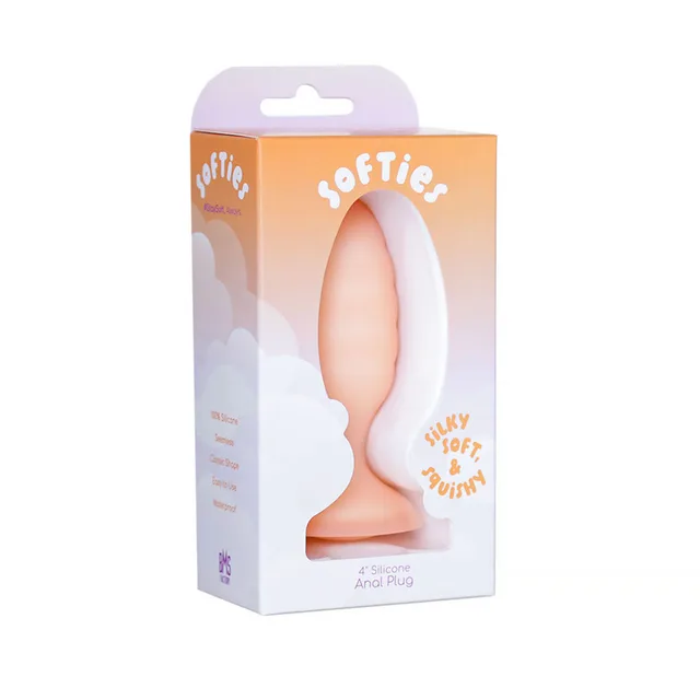 BMS Softies Dual Layer Butt Plug in orange inside an orange and white window retail box