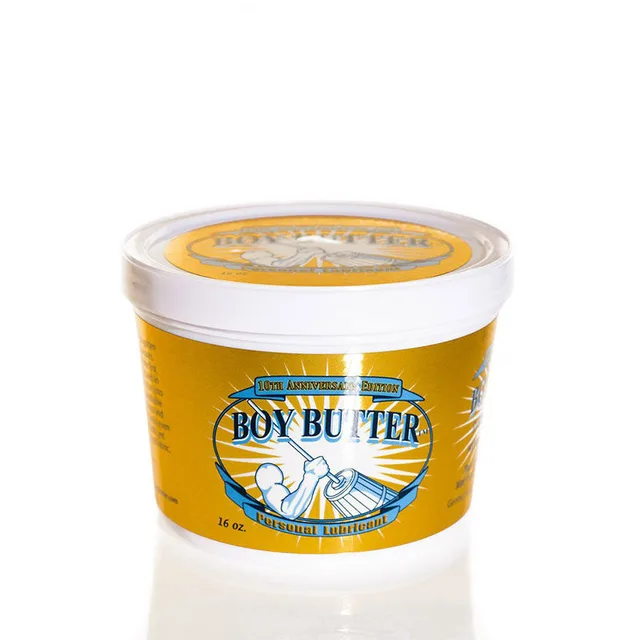 Boy Butter Gold Anniversary 16 oz white tub with metallic gold label