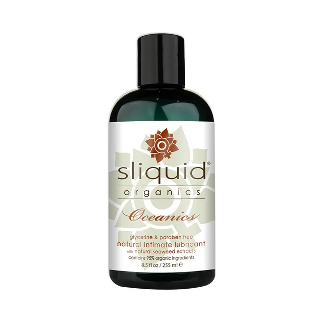 Large dark green 8.5 oz Sliquid Oceanics bottle with black cap