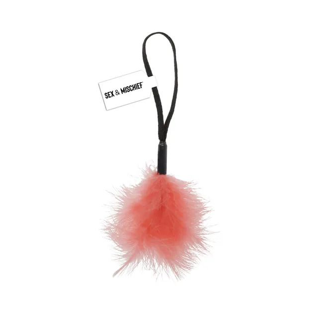 Peach Peaches 'n Cream feather wrist tickler with black loop strap