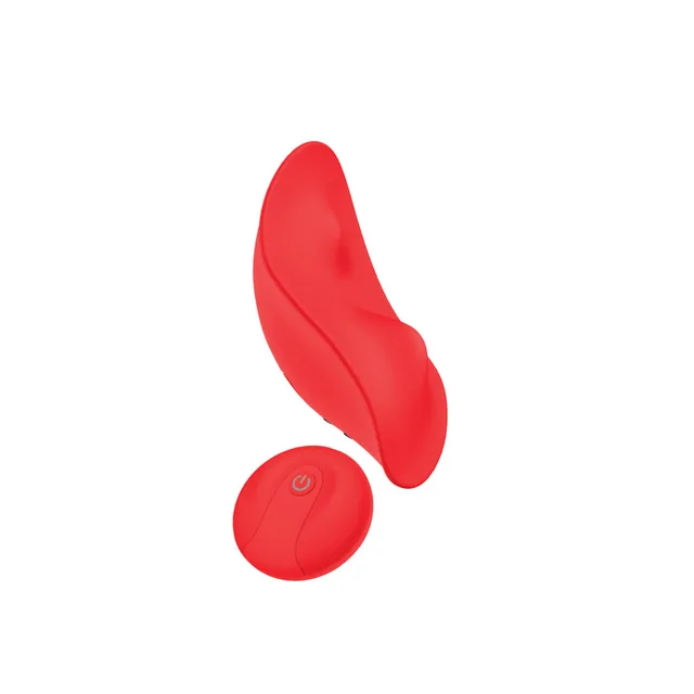 Red Luv Inc PV72 contoured vibrator with round remote control