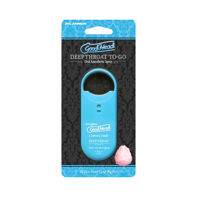 GoodHead Cotton Candy To-Go spray in blue retail package
