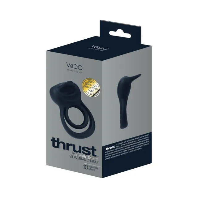 VeDO Thrust black dual C-ring massager gray retail box front