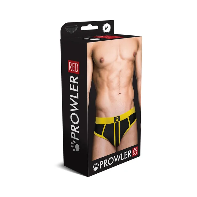 Prowler RED yellow-trim open-back brief size M retail box
