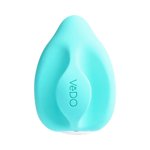 Turquoise VeDO Yumi finger vibrator front with raised control panel
