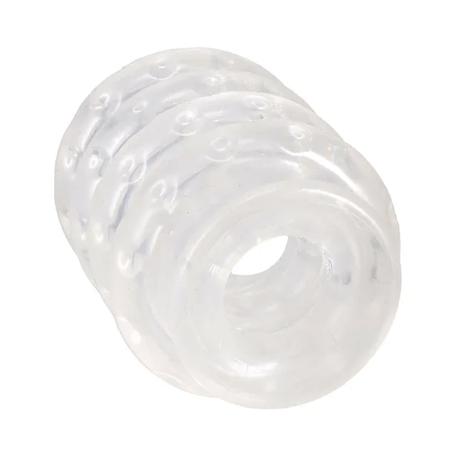 ROCK SOLID clear multi-ring ball stretcher left angled opening view